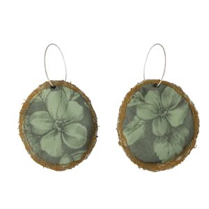 Cercei verzi din bumbac 'Flori mari din gradina'