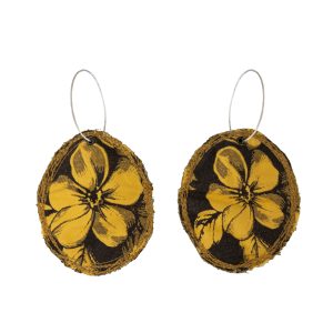 Cercei galbeni din bumbac 'Flori mari din gradina'