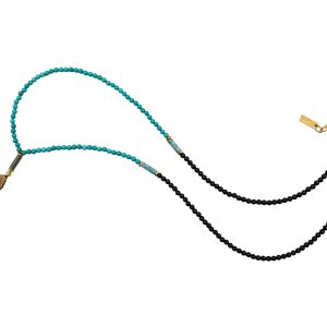 Colier bărbați 'Wing' turcoaz cu Chaolite, Agate și pandantiv placat cu aur