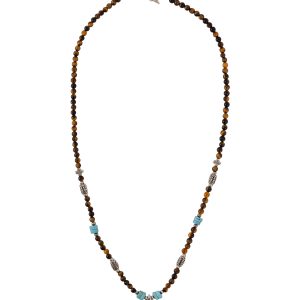 Colier bărbați 'Rosariu' multicolor cu pietre semiprețioase și pandantiv ancoră