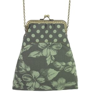 Poșetă Elegance verde din bumbac Buline și Flori mari