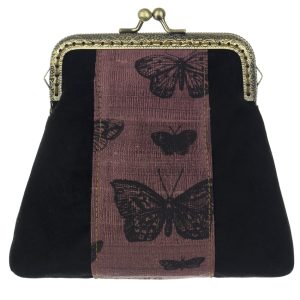 Poșetă Elegance mică burgundy cu linie din mătase Fluturi