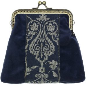 Poșetă Elegance mică bleumarin din catifea cu linie Royal