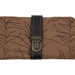 Portofel maro din in imprimat Buruieni