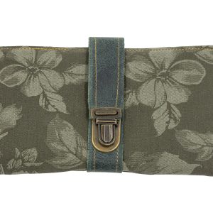 Portofel verde din bumbac imprimat Flori mari din grădină