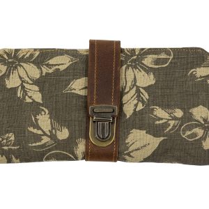 Portofel kaki din bumbac Flori mari din grădină