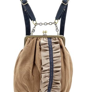 Rucsac unic maro cu volan și dantelă